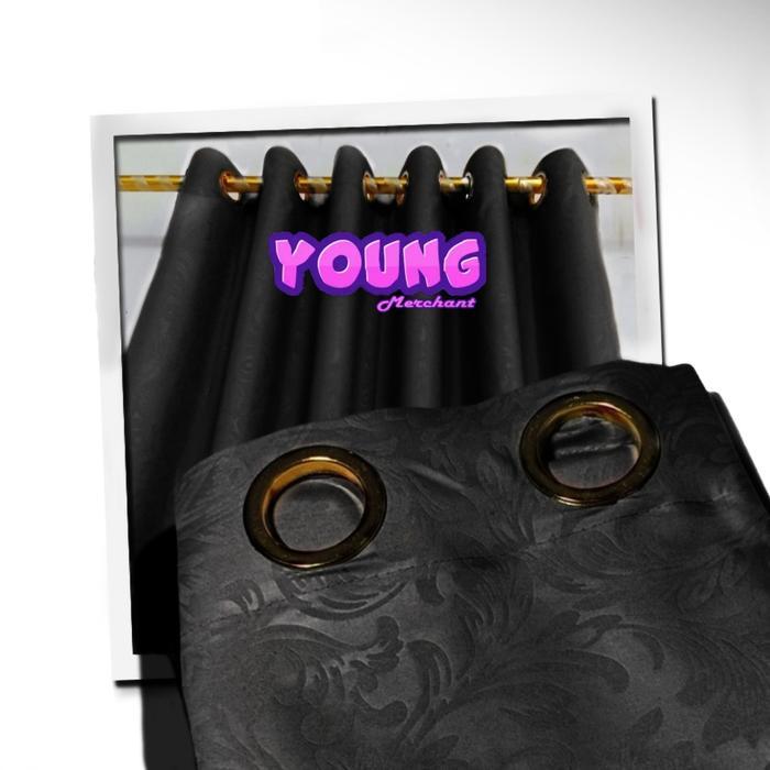 TIRAI PINTU GORDEN JENDELA POLOS EMBOS TALI 1 SET MINIMALIS HITAM Kain