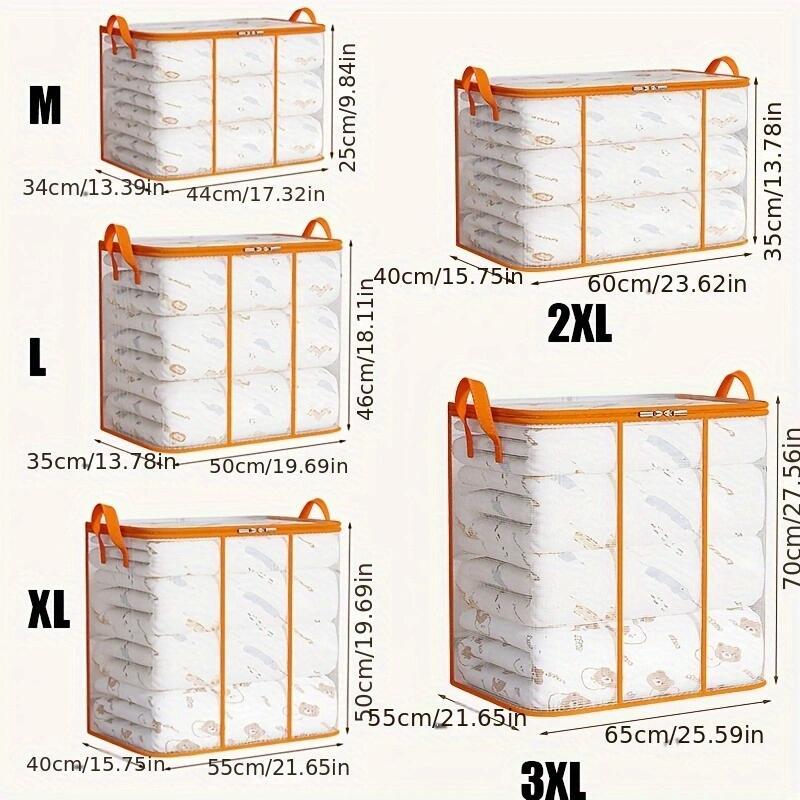 Transparent Clothes Storage Bag, Plastic Blanket Storage Bag, Zipperfoldable Wardrobe Storage Bag,
