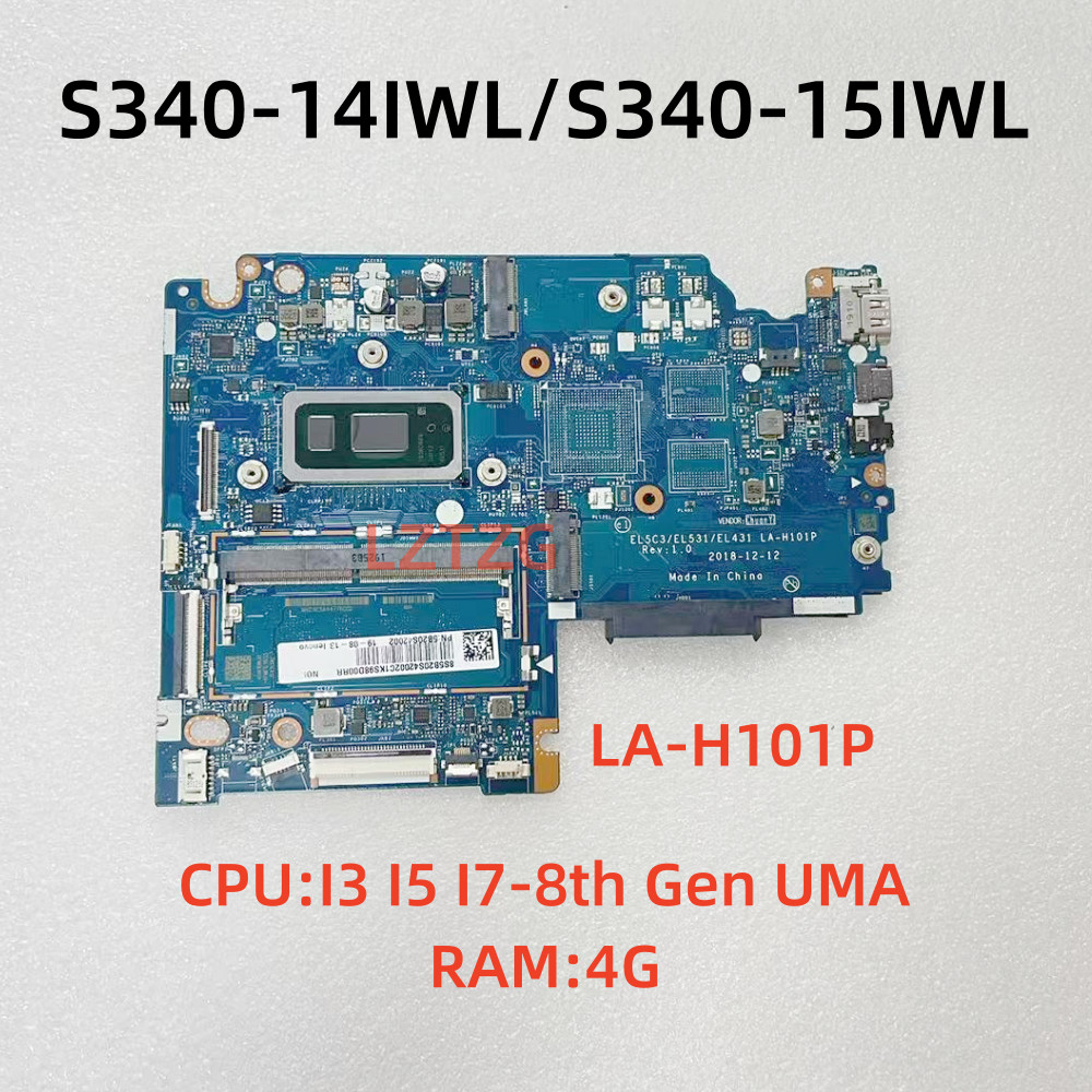LA-H101P For Lenovo Ideapad S340-15IWL/S340-15IWL Laptop Motherboard With I3 I5 I7-8th Gen CPU UMA