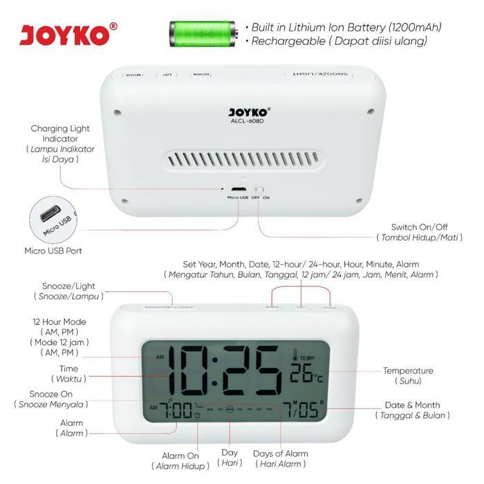 Jam Beker Digital / Weker Joyko Alcl 608D Cas / Alarm Clock & Kalender Populer