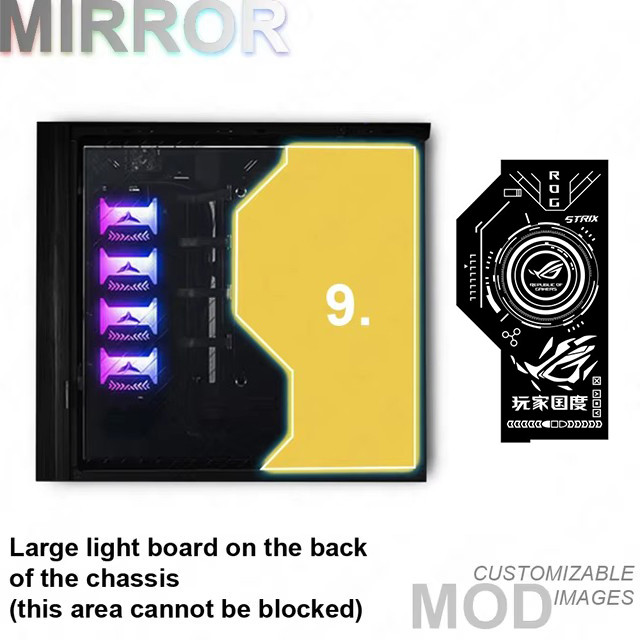 GX601 Mirror Panel ROG Strix Helios Chassis Lighting DIY PC Shroud ARGB ASUS Strix Republic of