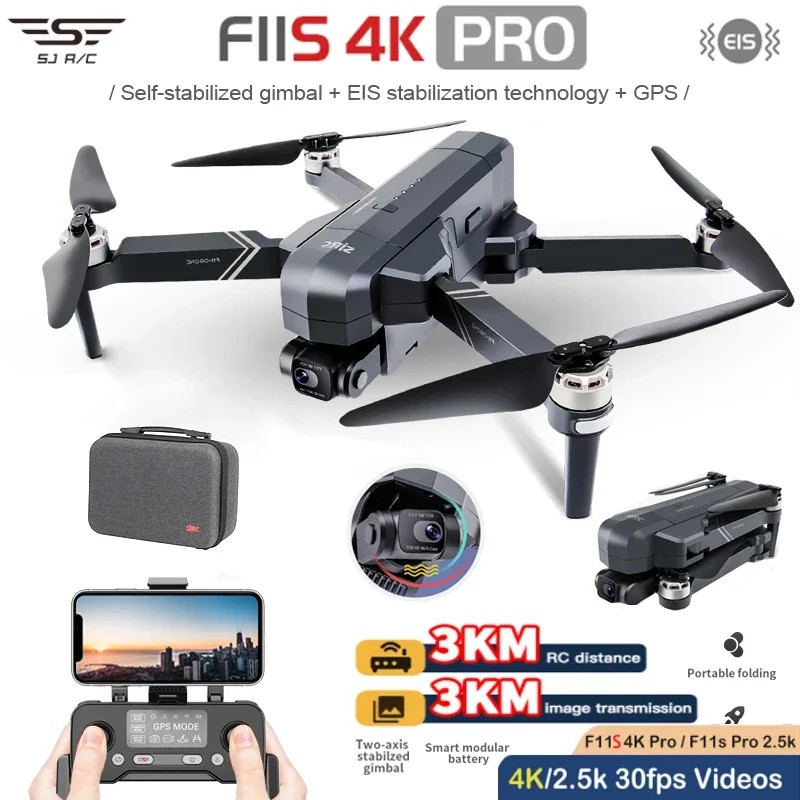 SJRC F11 Pro 4K F11s Pro 4K Camera Drone GPS 5G FPV HD 2 Axis Stabilized Gimbal EIS Professional