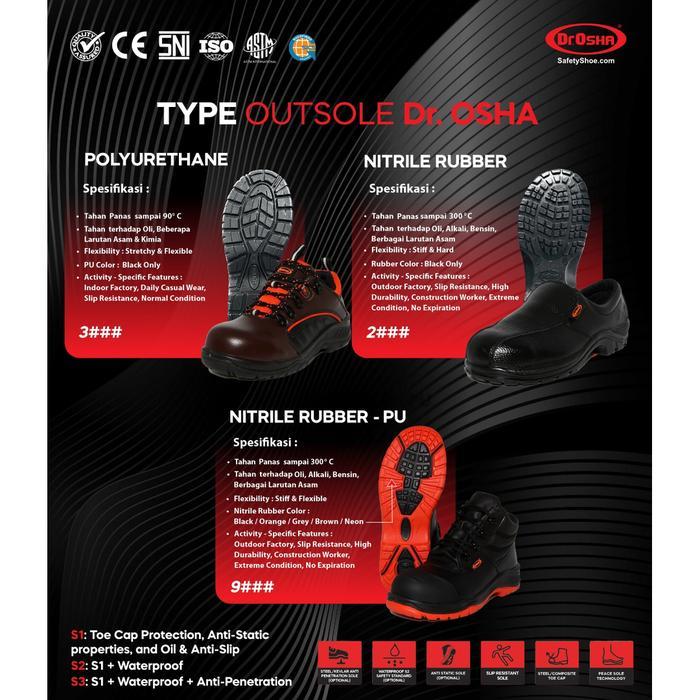 FREE ONGKIR Dr OSHA Chairman 2198 S1 Safety Shoes - Black