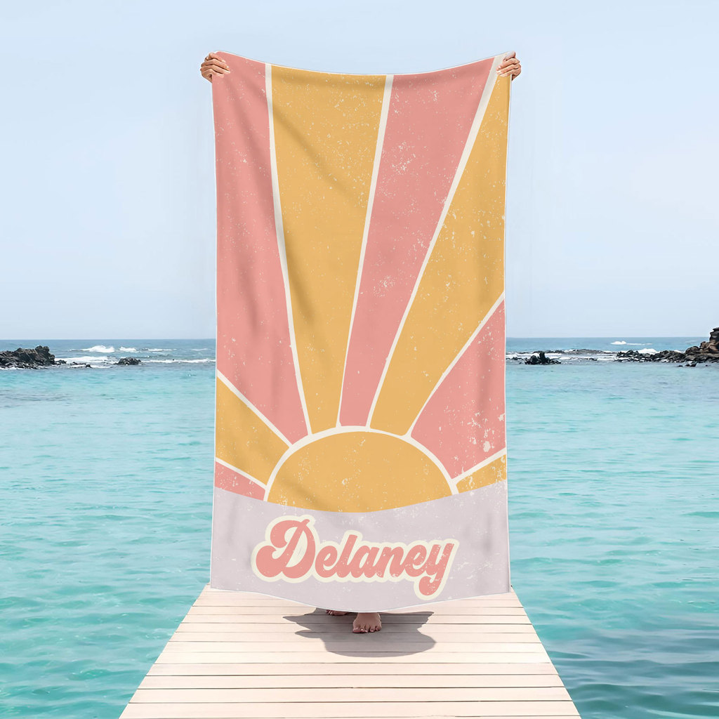 Multi Color Irregular Stripes Font Design Beach Towel Personalized Name Bath Towel Custom Pool Towel