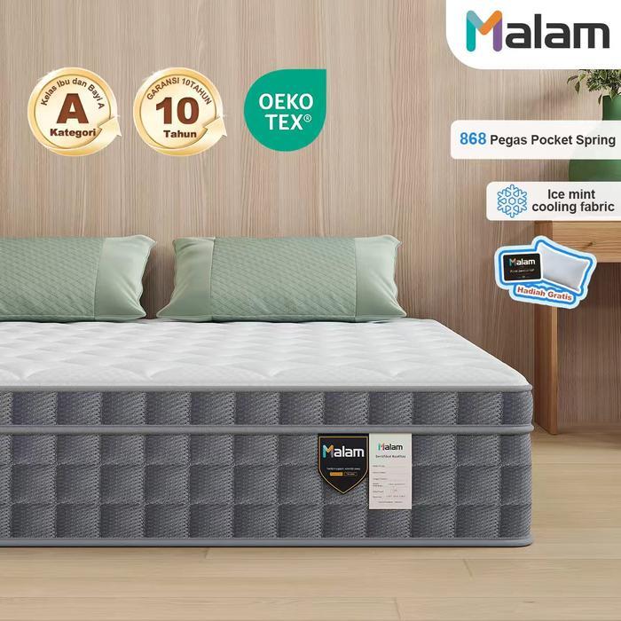 Malam- (IceMint Cooling Top) Kasur Spring Bed Ukuran Kasur 90x200, 120x200, 160x200, 180x200