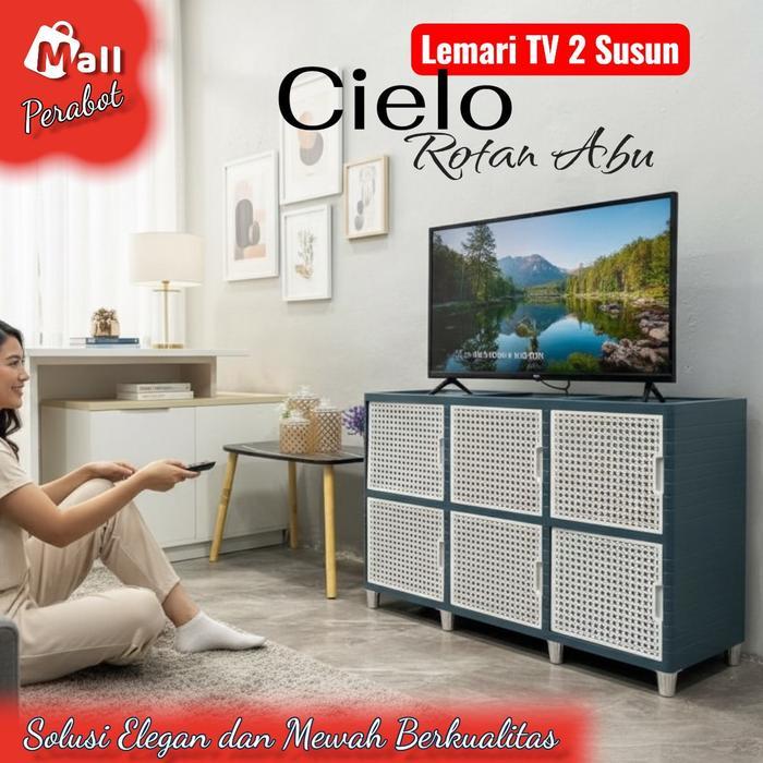 "New" Mall Perabot Lemari CIELO Susun Meja Kabinet TV 43 50 Inch Plastik Rak Serbaguna Rak Pakaian