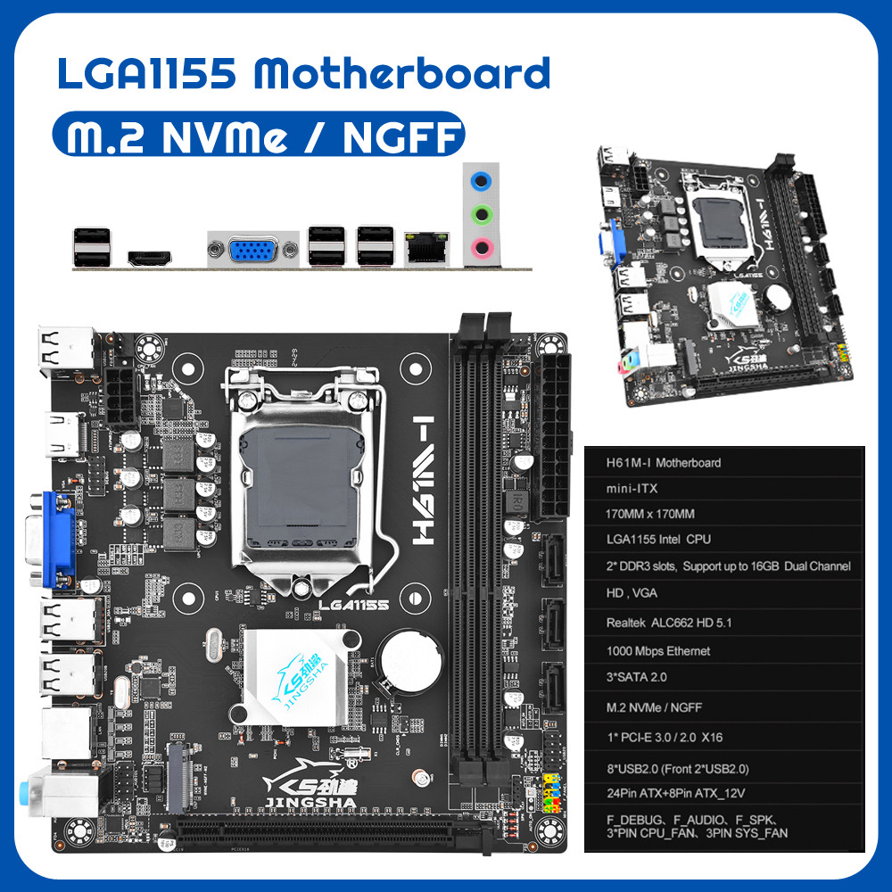 BARU H61M-I Desktop Motherboard LGA1155 Computer Motherboard M.2 NVME PC Mainboard