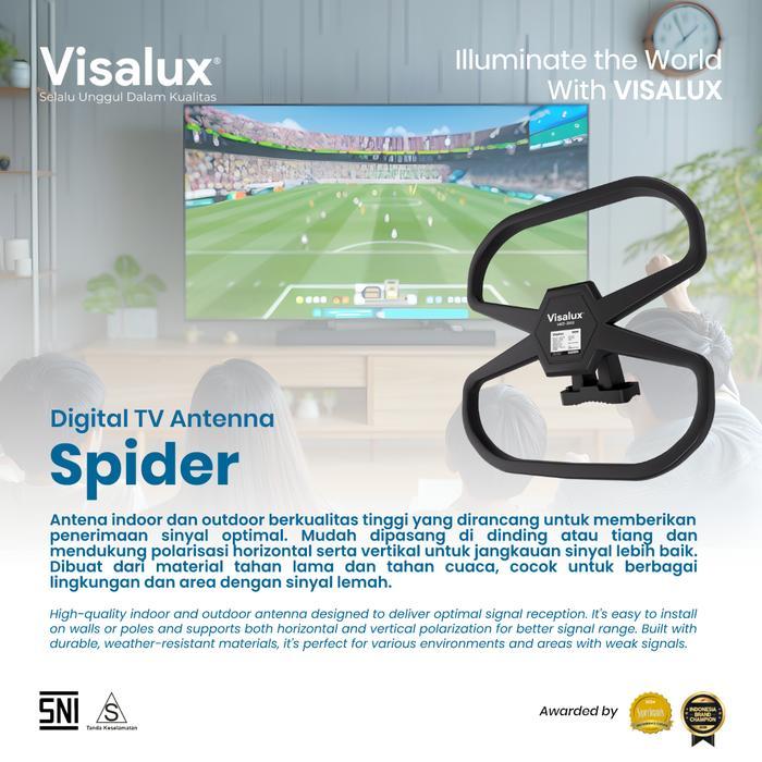 Visalux Spider Digital TV Antenna Indoor Outdoor - Antena Digital Luar Dalam Ruangan dengan Kabel 10