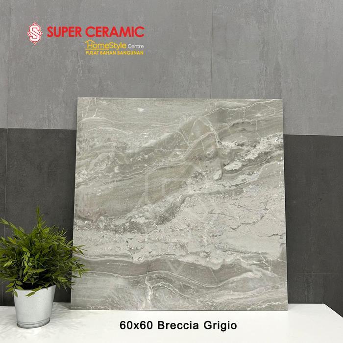 SUN POWER 60x60 Granit Lantai Dinding - BRECCIA GRIGIO (GS66108A) Kualitas Premium
