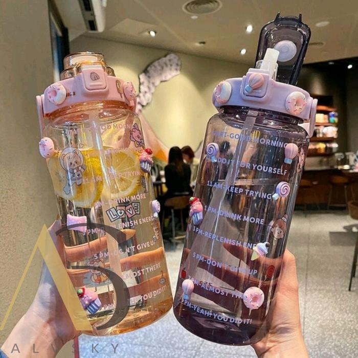 BOTOL MINUM 2 LITER / BOTOL BENING MOTIVASI 2 L / BOTOL MINUM VIRAL