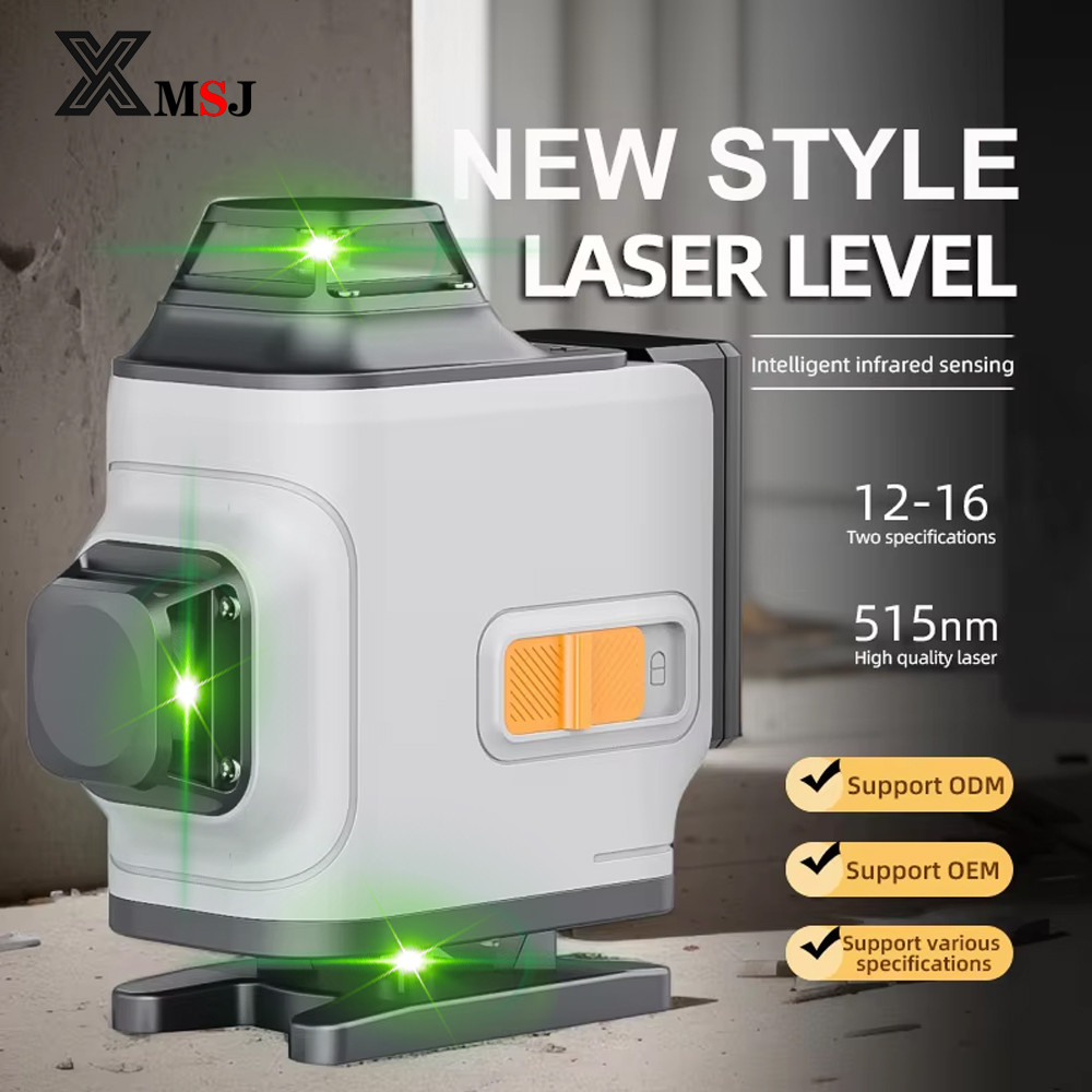 New 3D/4D Laser Level 12/16 Lines 360 Horizontal Vertical Cross Lines Outdoor Laser Level Wall Floor