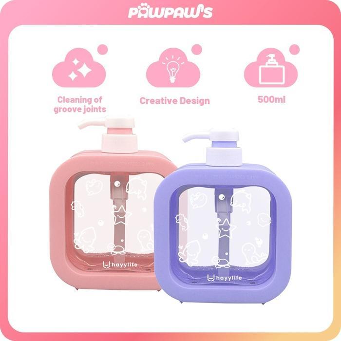 Pawpaw's Dispenser Botol Sabun Cair Dengan Pump Bunga Transparant / Tempat Sabun Mandi Cair Bahan