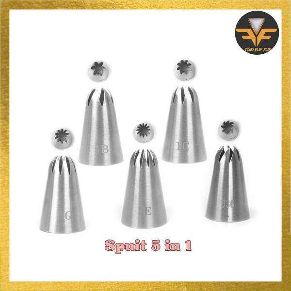 FF Spuit Kue Spuit Bunga 5 Pcs Set / Icing Sugar Spuit Cake Decoration Spuit Kue Kering Kue Semprit