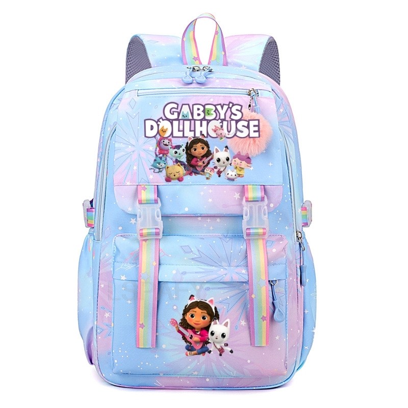 New Gabby Dollhouses Girls School Backpack Kawaii Cartoon Printed School bag Cute Girls School