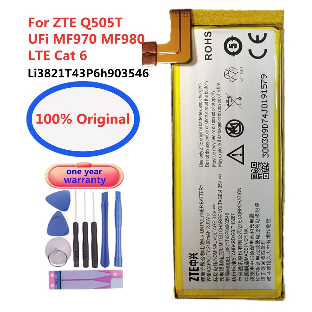 Li3821T43P6h903546 100% Original Battery For ZTE UFi MF970 MF980 LTE Cat 6 Q505T High Quality Phone 