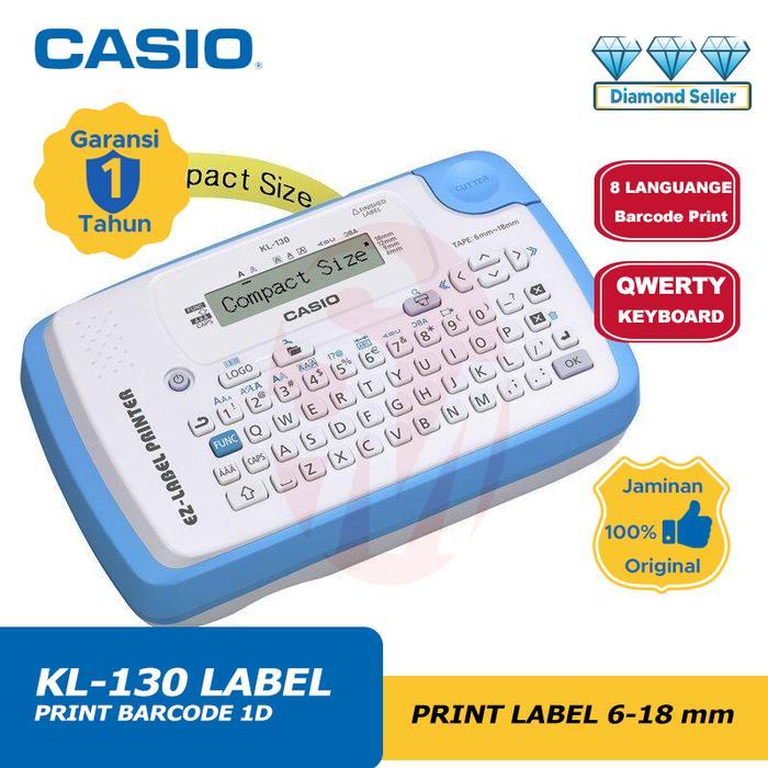 Label Mesin Casio KL-130 PRINTING LABEL Cetak Nama Bare QWERTY Keyboard