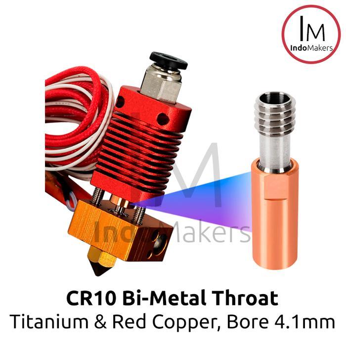 CR10 / Ender3 Bi Metal Throat Straight-Through 4.1mm Titanium Red Copper