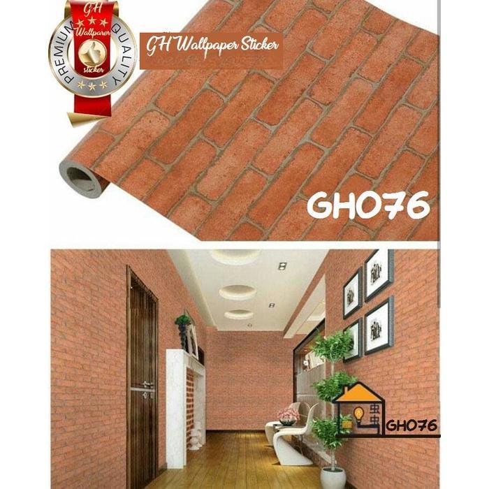 Wallpaper Dinding Wallstiker Aestetic Wallpaper kamar tidur 45cm x 8m Motif Bata orange GH076