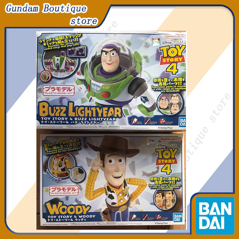 Bandai Genuine Toy Story 4 Buzz Lightyear Woody Anime Action Figure Collectible Assembly Model Toys