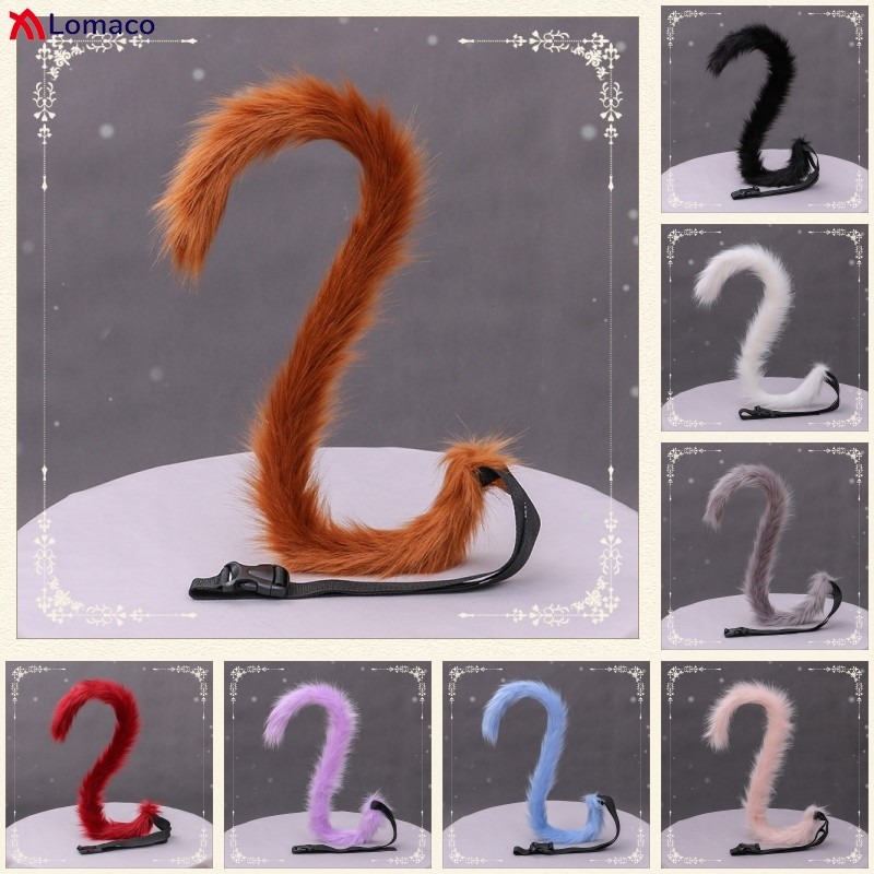 80cm Long Plush Cat Tail Lolita JK Girl Women Cosplay Accessories Maid Props Cute Adjustable Furry