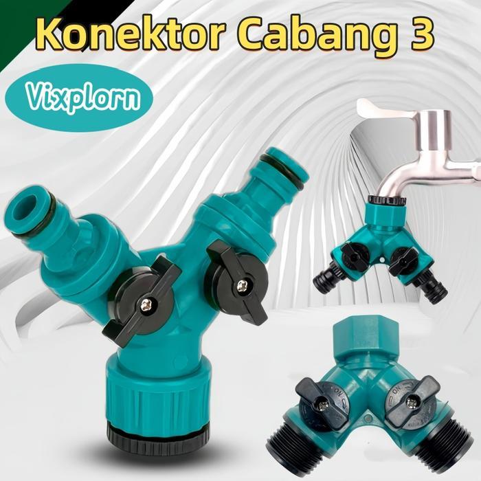 Vixplorn Konektor Cabang 3 Penyambung Selang Air Sambungan Quick Release/ Selang Y Kran Air 3 Cabang