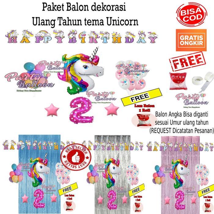 Paket Dekorasi Balon Ulang Tahun Anak Perempuan Set Decor Ultah Kuda Poni Hemat Murah Latex Pink
