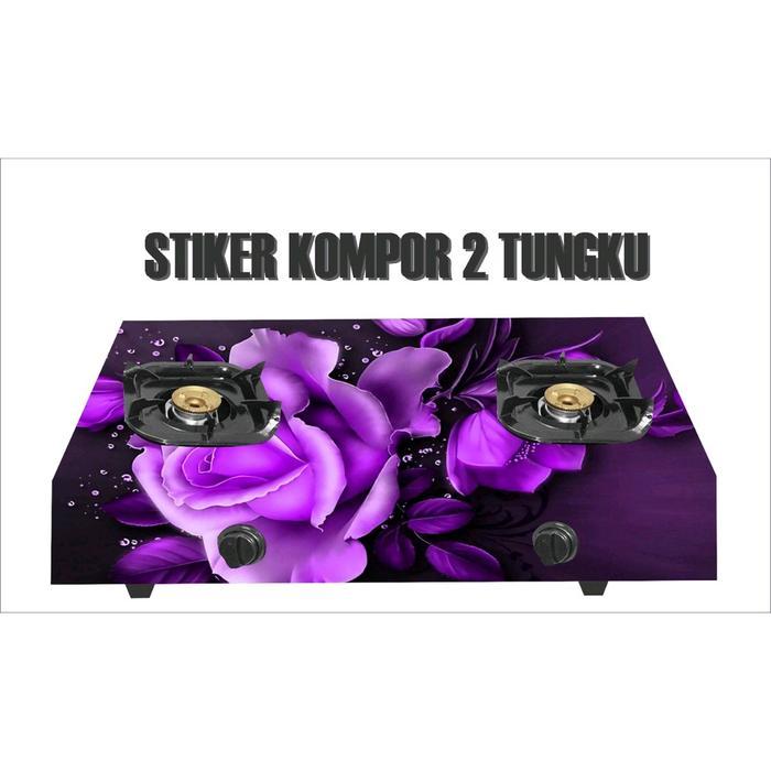STIKER KOMPOR GAS 2 TUNGKU BUNGABUNGA UNGU