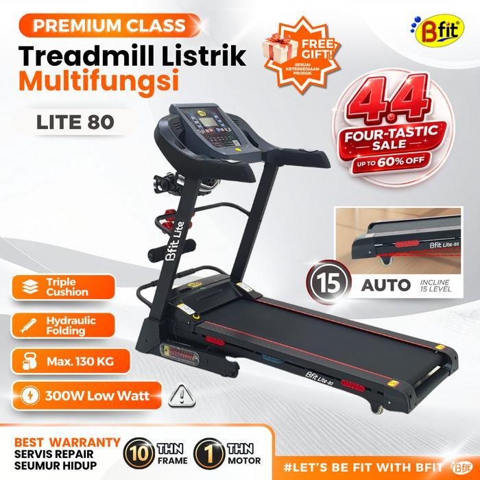 Treadmill Elektrik BFIT LITE-80 Essential Multifungsi Alat Fitness Treadmill Listrik Auto Incline