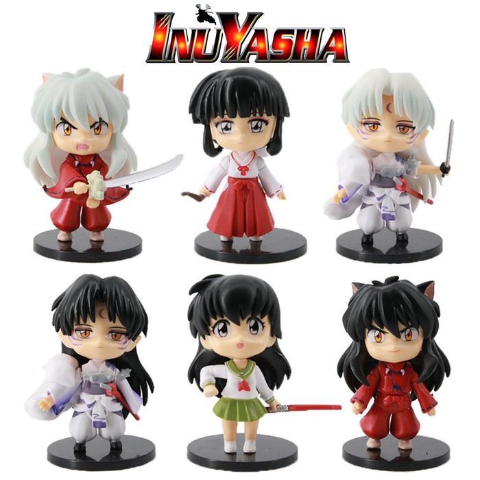 ACTION FIGURE INUYASHA SESSHOMARU KAGOME KIKYO SET 6 PCS TOPPER CAKE MAINAN ANAK PAJANGAN HIASAN