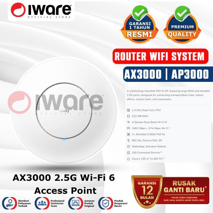 New Best Quality 100% Original Iware Cudy Ap3000 Ceiling Access Point Wifi 6 Ax3000 2.5G Ram 512 Mb
