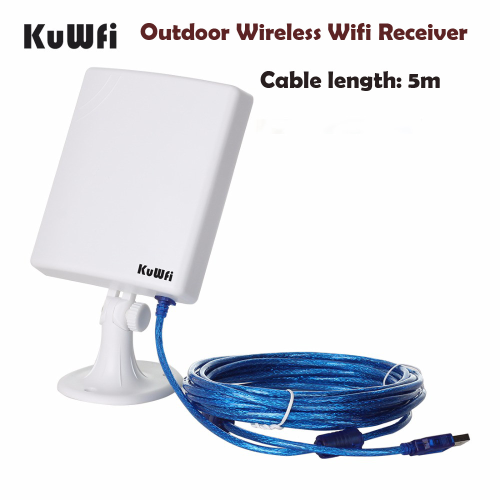 KuWfi 150Mbps Wifi USB Adapter For PC Outdoor Wifi Receiver High Gain 14dBi Antenna 5m Cable Network