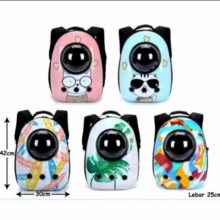 Tas Kucing/Tas Astronot Ransel Transparan Kucing Anjing Olego Motif