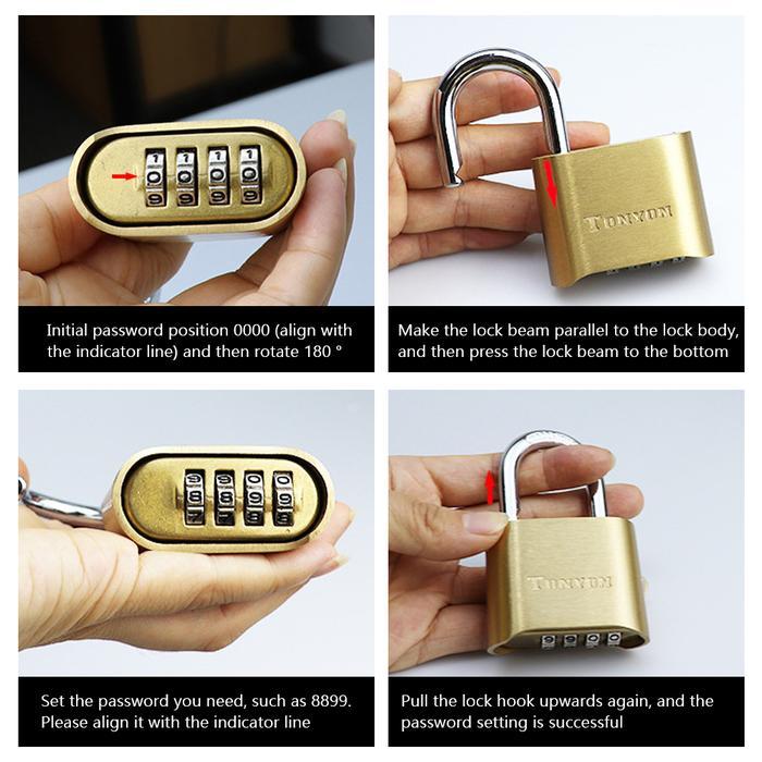 MS GEMBOK PADLOCK KODE ANGKA KOMBINASI 4 DIGIT ANTI AIR GEMBOK PADLOCK KUNCI UNTUK PAGAR RUMAH ANTI