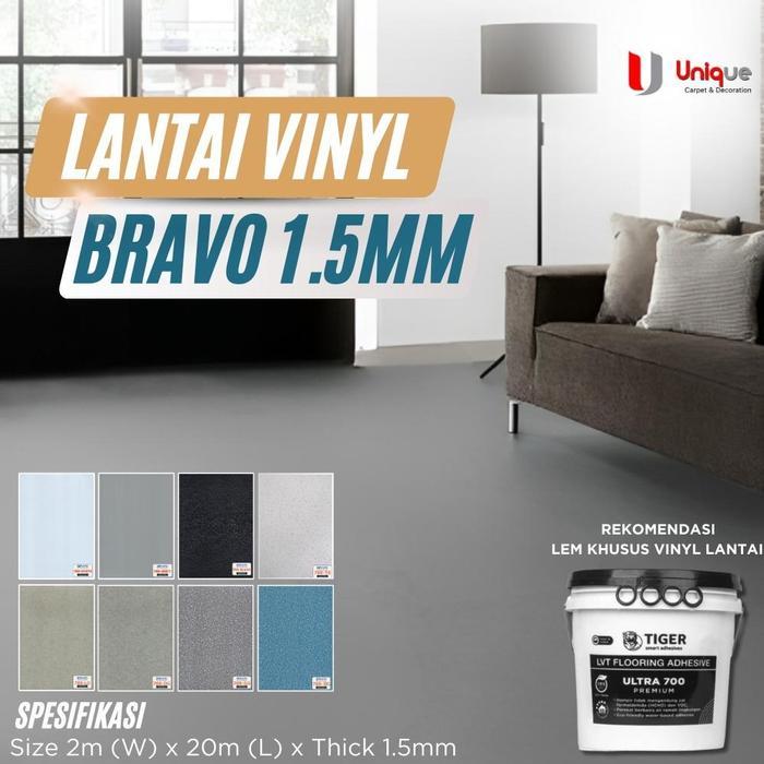 Vinyl Roll Bravo Tebal 1,5mm / Vinyl Lantai Motif Semen Polos Bravo