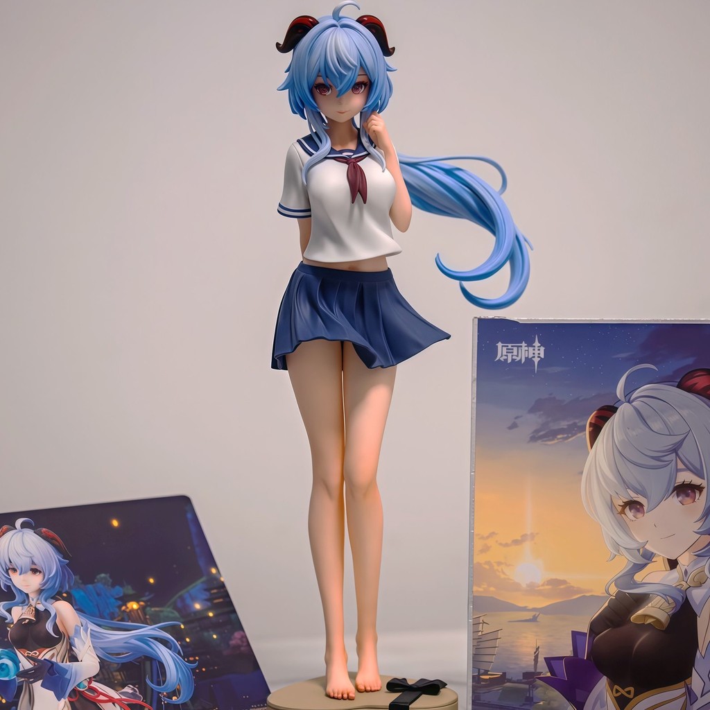 25cm Genshin Impact Figure Ganyu Figures School Uniform Ganyu Girl Figurine Pvc Statue Model Doll