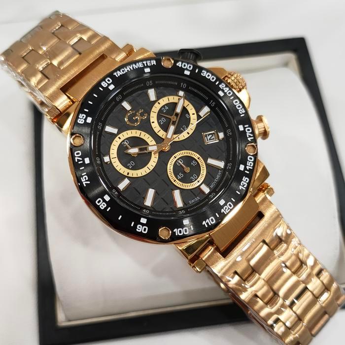 (Jual-1225) Jam Tangan Pria Gc Collection Y81001G2 Stainless Gold
