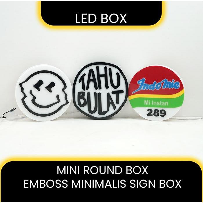 Emboss Minimalis Sign Box I Neon Box Round Huruf Timbul Design Custom