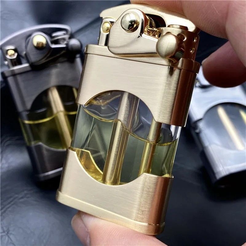 ZORRO Original Windproof Metal Kerosene Lighter Transparent Fuel Tank Creative Retro Flint Oil