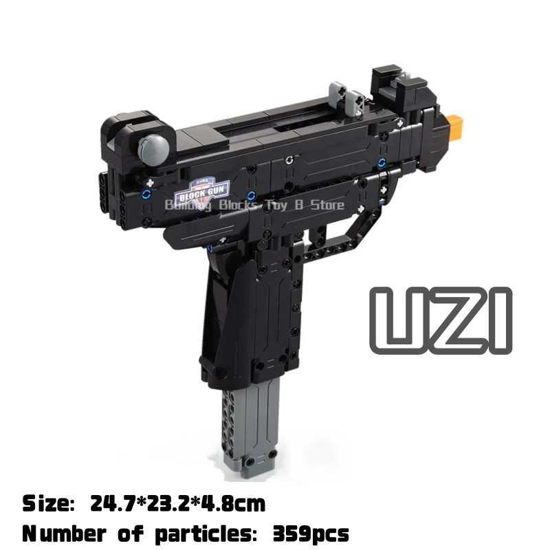 City Technical Police Military Weapon Hand-held Submachine Gun UZI Building Blocks For Model Brick