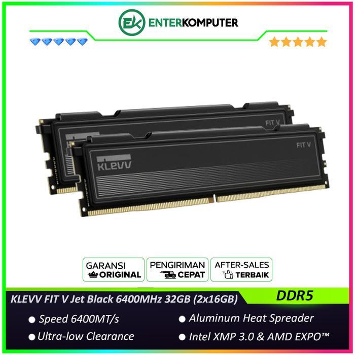 KLEVV FIT V Jet Black DDR5 PC51200 6400MHz 32GB (2x16GB) / RAM 32GB