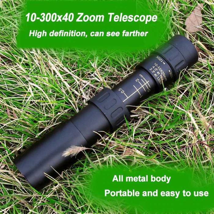 MURAH Teropong Keker Jarak Jauh Berburu Monocular Zoom Telescope 10-300x40