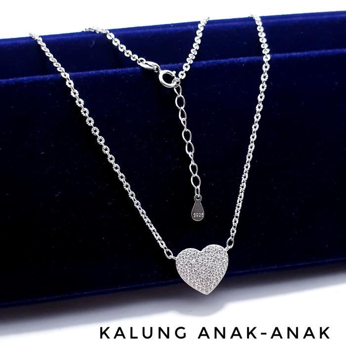 READY Kalung Anak Liontin Love Perak Asli 925 Lapis Emas Putih