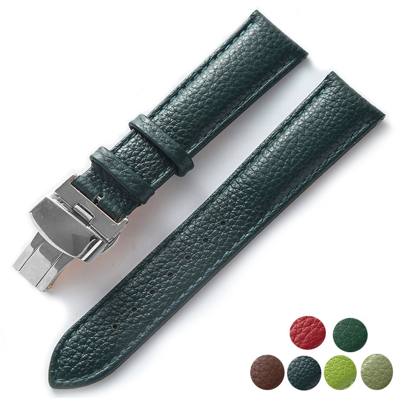 Leather watch with green soft cowhide men's and women's watch accessories substitute for Longines