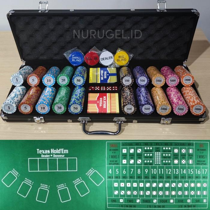 Poker Chip Set 500 pcs Premium Clay Coin + Suitcase + Standard Playmat