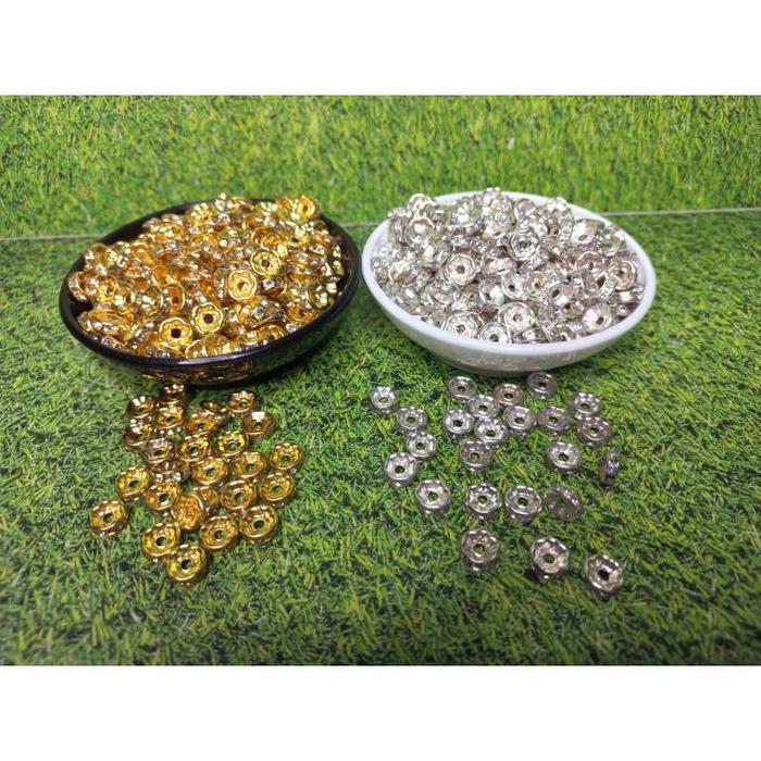 Rondel Silver Gold / Rondel Pembatas / Rondel Pembatas Mutiara / Pembatas Mutsin / Spacer 8mm / Acc