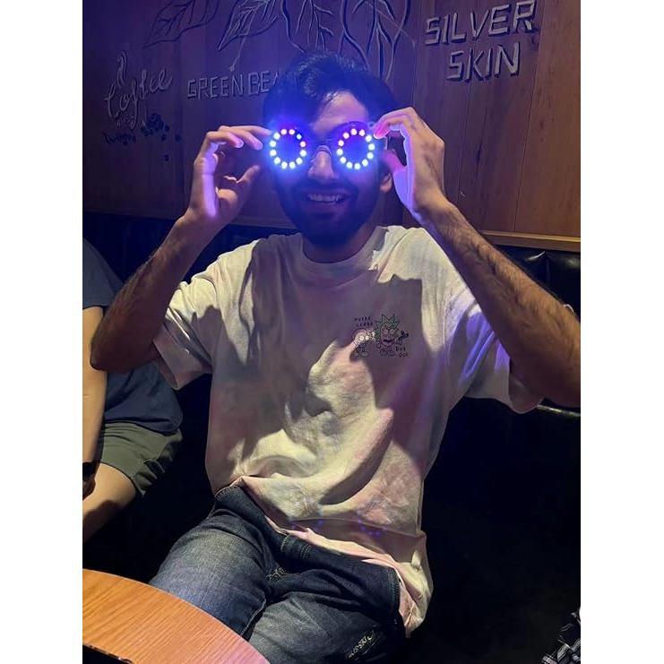 2024 New recharge Led glasses Light up Punk Goggles Rainbow Full Color Spectrum Rave Eye Costume