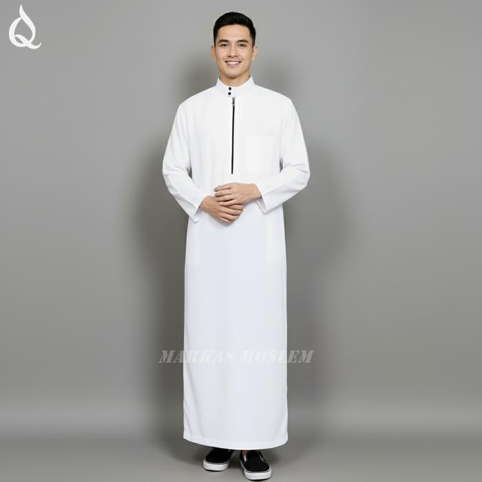 Jubah turki pria dewasa - koko dewasa - baju gamis dewasa model polos terbaru Hitam Katun