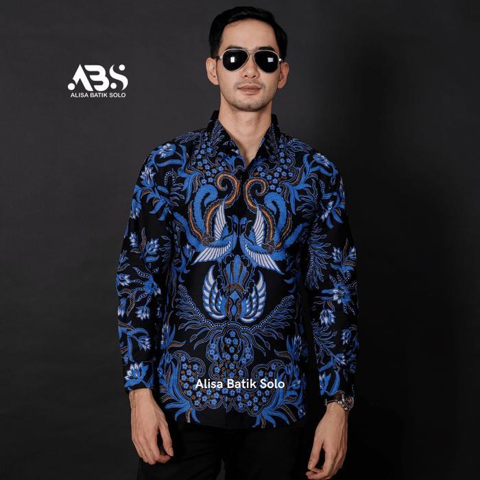 SLIMFIT ALISA BATIK SOLO Motif Krisna Hitam Kemeja Batik Katun Prima Solo Pria Lengan Panjang Modern