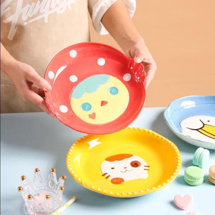CARTOON CHARACTER PLATE / PIRING MAKAN ANAK KERAMIK KARTUN LUCU UNIK