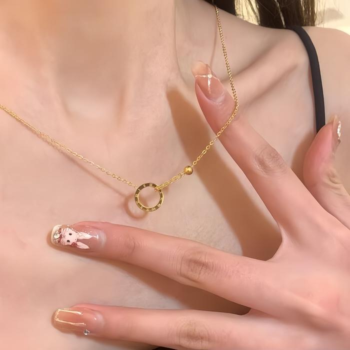 K322 Kalung Titanium Wanita Lapis Emas 18 KGP